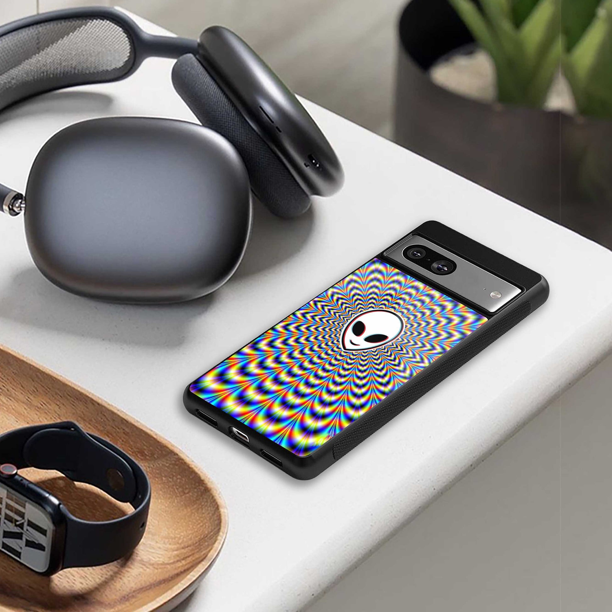 Galactic Vibes designer iPhone 16 phone cover | glossy finish with glass back