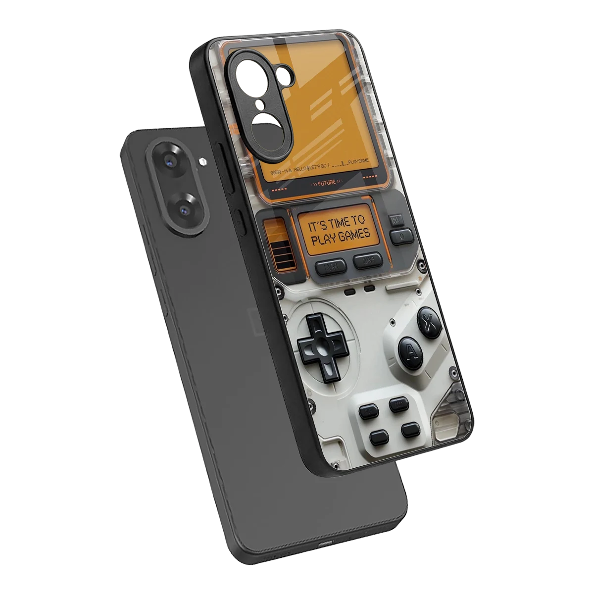 Gameboy Orange sleek oneplus nord ce5 5g cover with tempered glass back and TPU edges