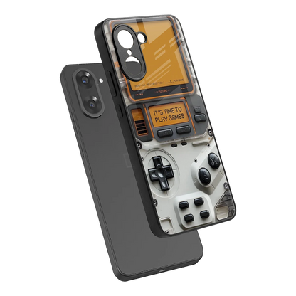 Gameboy Orange sleek oneplus nord ce5 5g cover with tempered glass back and TPU edges