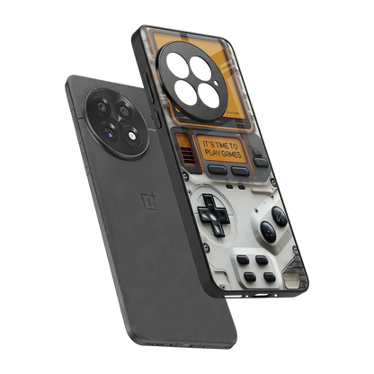 Gameboy Orange sleek oneplus 13 cover with tempered glass back and TPU edges