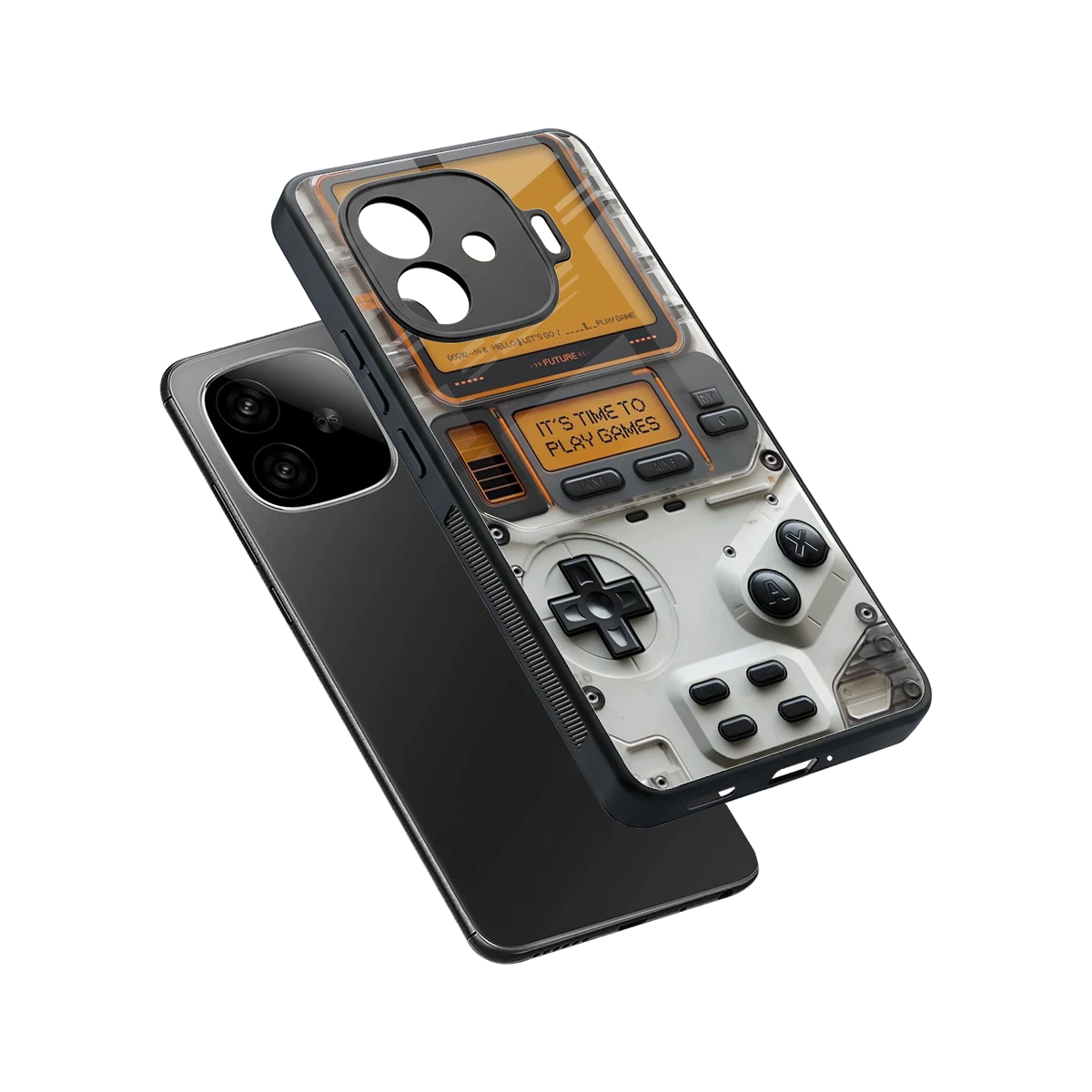 Gameboy Orange sleek iqoo neo 10r 5g cover with tempered glass back and TPU edges