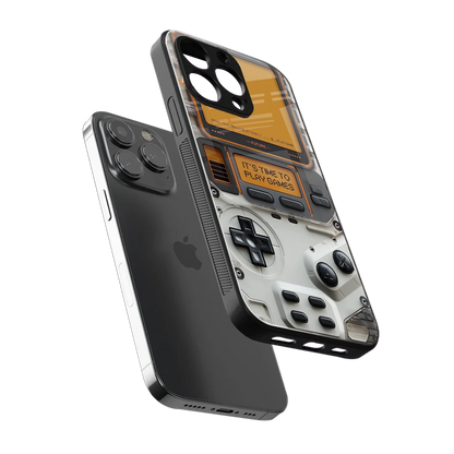 Gameboy Orange sleek iphone 14 pro max cover with tempered glass back and TPU edges