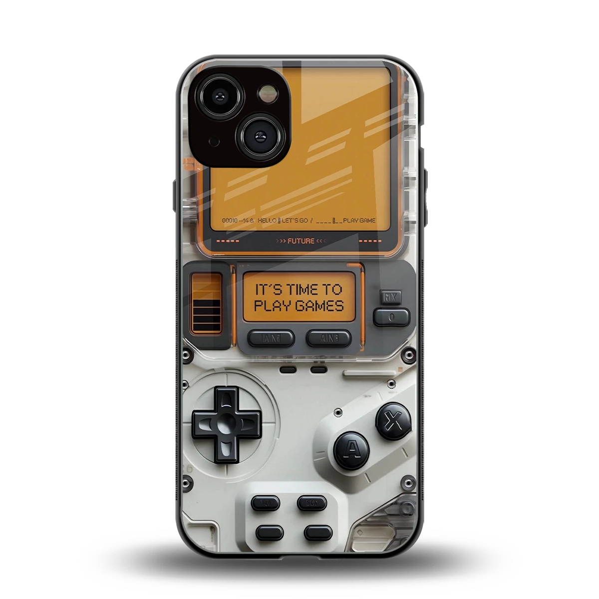 Gameboy Orange back phone cover | glass case for iphone 14