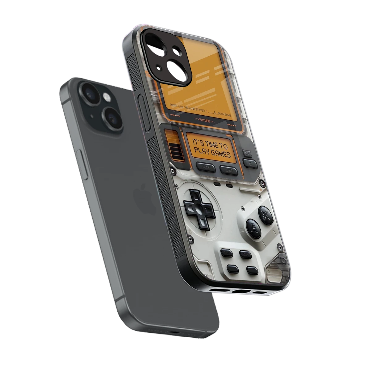 Gameboy Orange sleek iphone 13 cover with tempered glass back and TPU edges