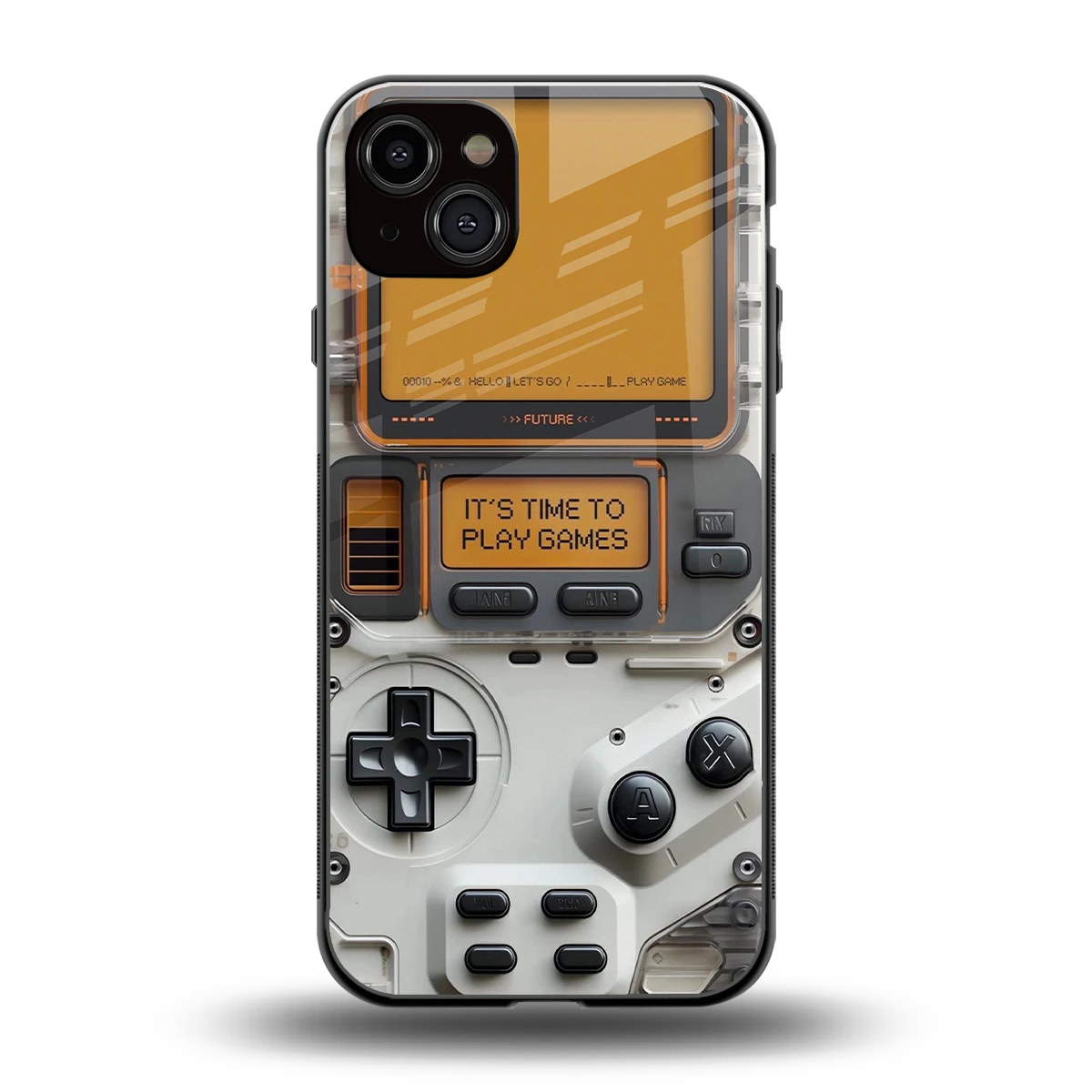 Gameboy Orange back phone cover | glass case for iphone 14 plus