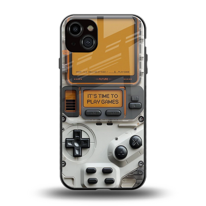Gameboy Orange back phone cover | glass case for iphone 14 plus
