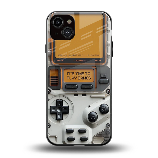 Gameboy Orange back phone cover | glass case for iphone 14 plus