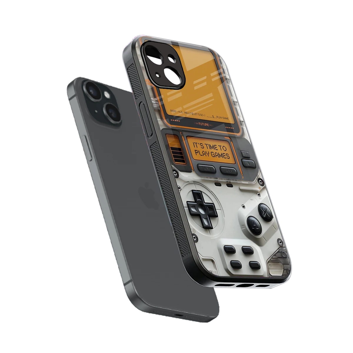 Gameboy Orange sleek iphone 14 plus cover with tempered glass back and TPU edges