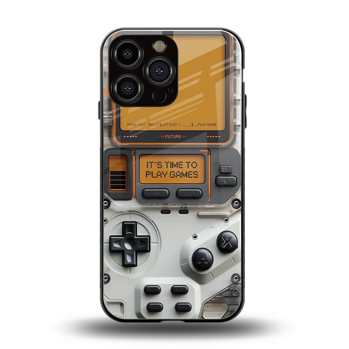 Gameboy Orange back phone cover | glass case for iphone 15 pro max