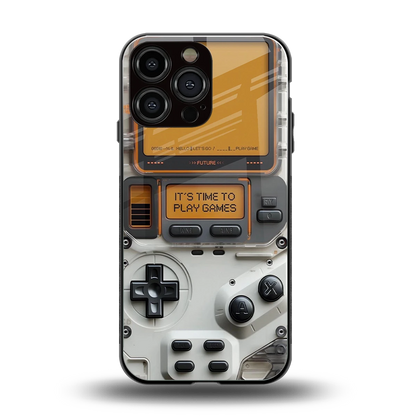 Gameboy Orange back phone cover | glass case for iphone 15 pro max