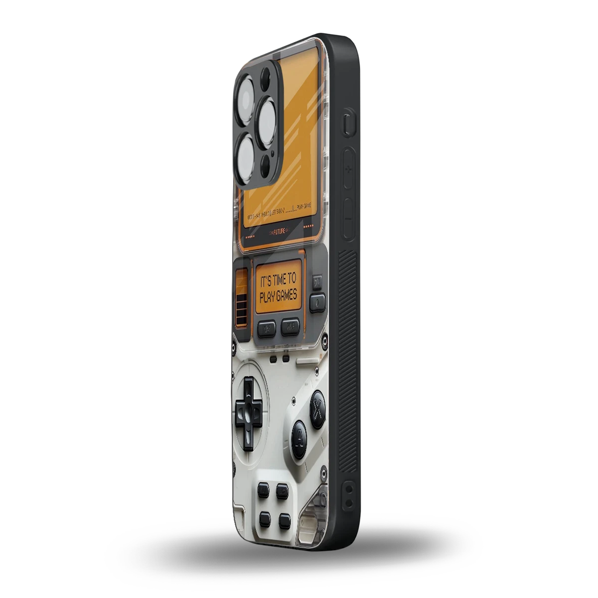 Gameboy Orange iphone 15 pro max mobile cover | shockproof glass phone case