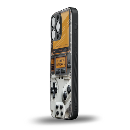 Gameboy Orange iphone 15 pro max mobile cover | shockproof glass phone case