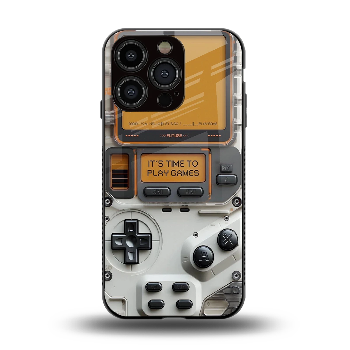 Gameboy Orange back phone cover | glass case for iphone 15 pro