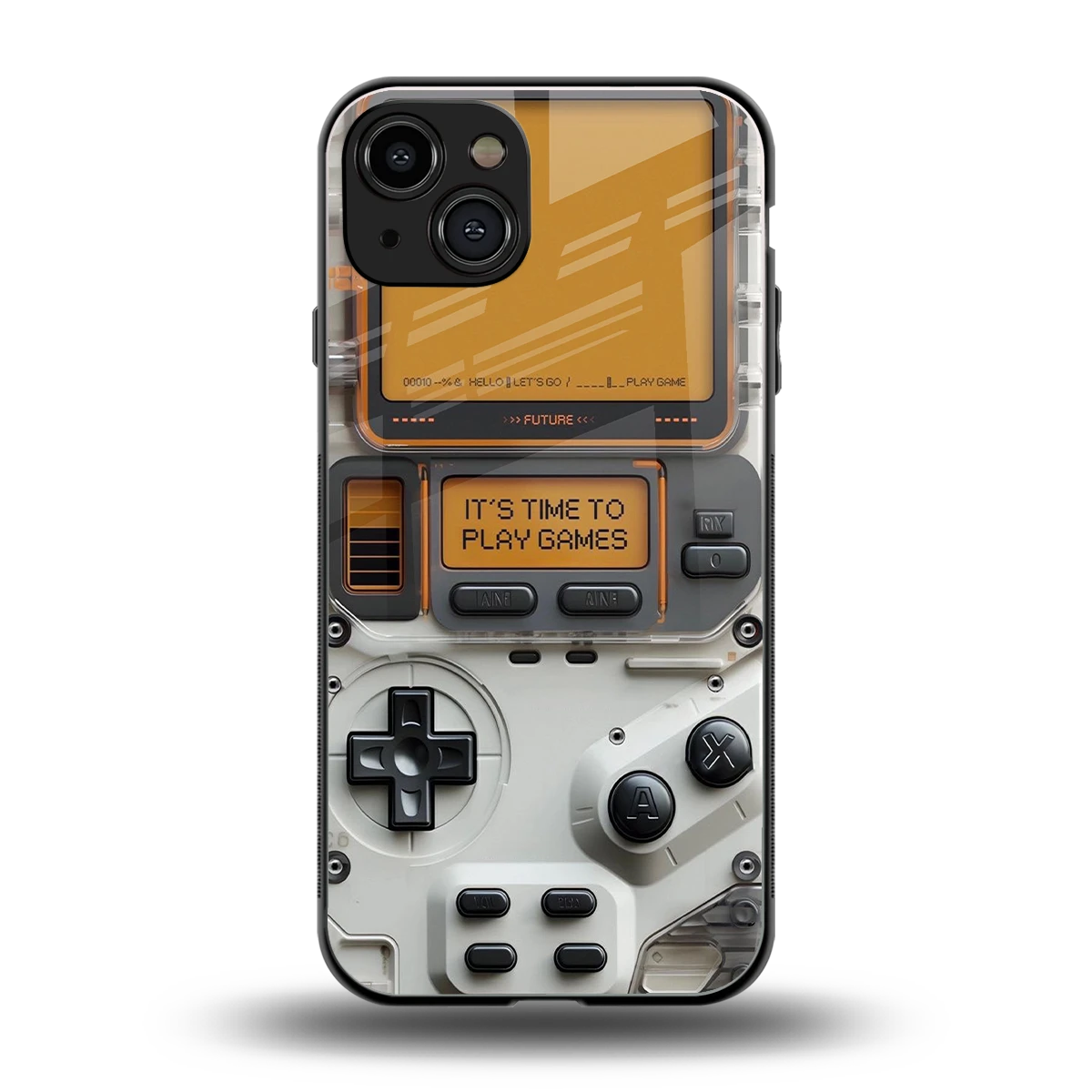 Gameboy Orange back phone cover | glass case for iphone 15
