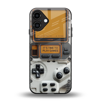 Gameboy Orange back phone cover | glass case for iphone 16 plus