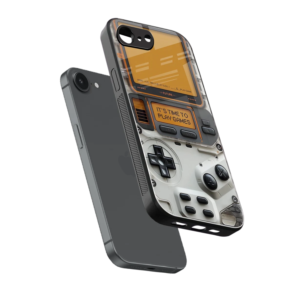 Gameboy Orange sleek iphone 16e cover with tempered glass back and TPU edges