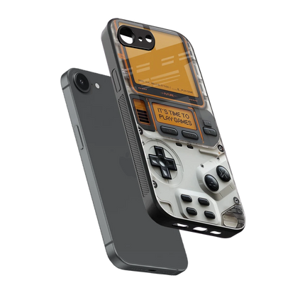 Gameboy Orange sleek iphone 16e cover with tempered glass back and TPU edges