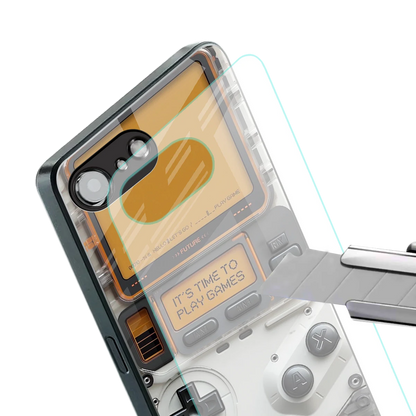 Gameboy Orange stylish phone case for iphone 16e | glossy glass and slim fit