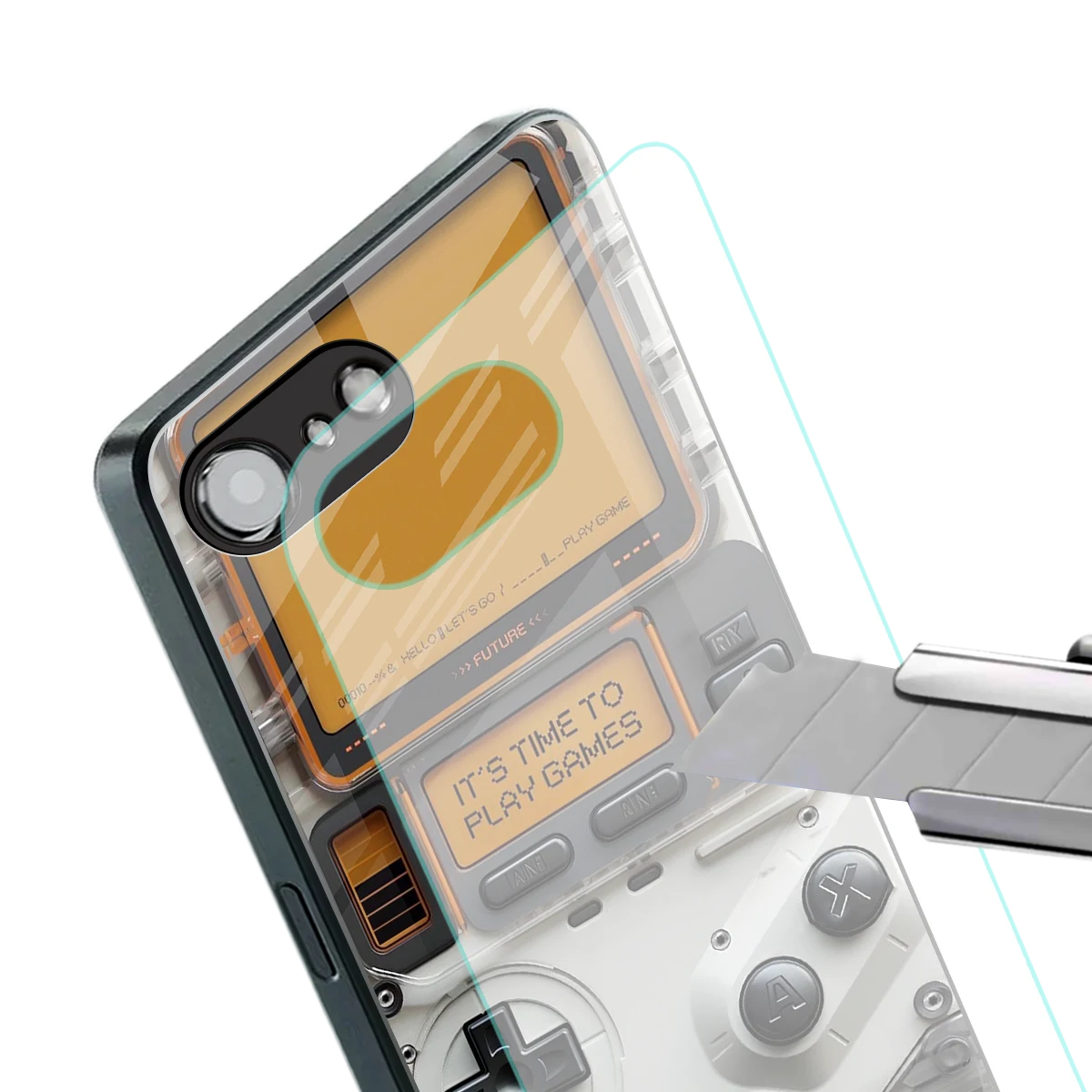 Gameboy Orange stylish phone case for iphone 17e | glossy glass and slim fit