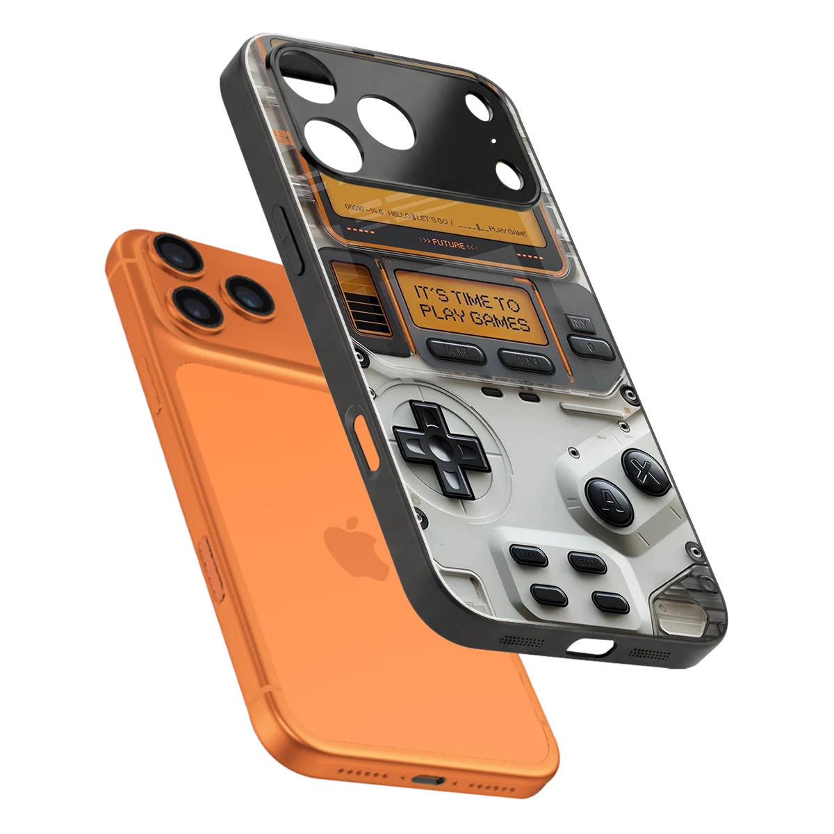 Gameboy Orange sleek iphone 17 pro cover with tempered glass back and TPU edges