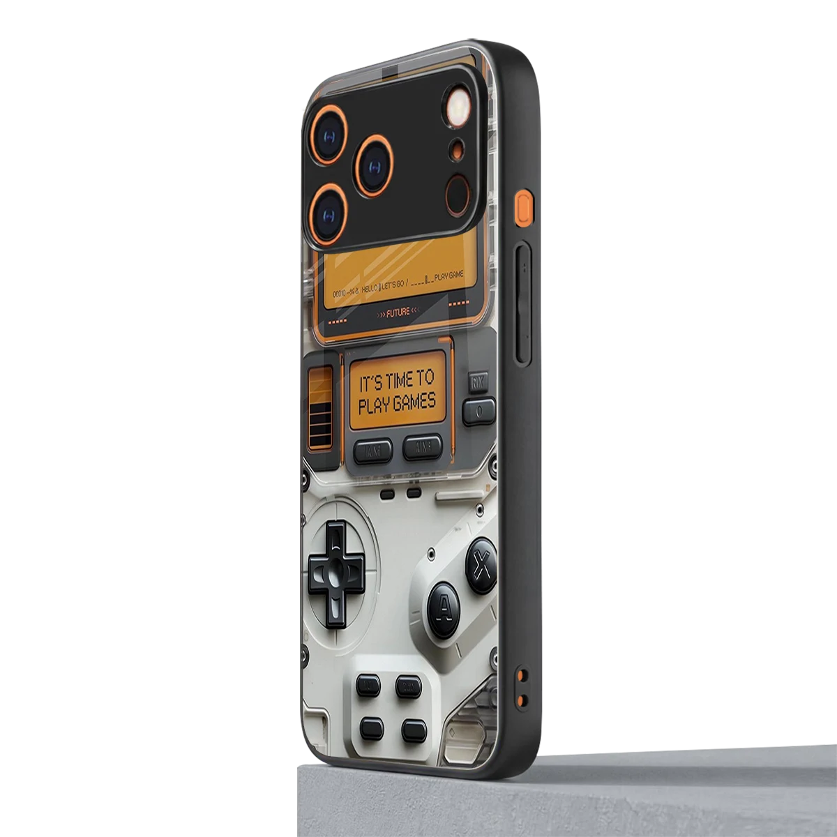 Gameboy Orange iphone 17 pro mobile cover | shockproof glass phone case