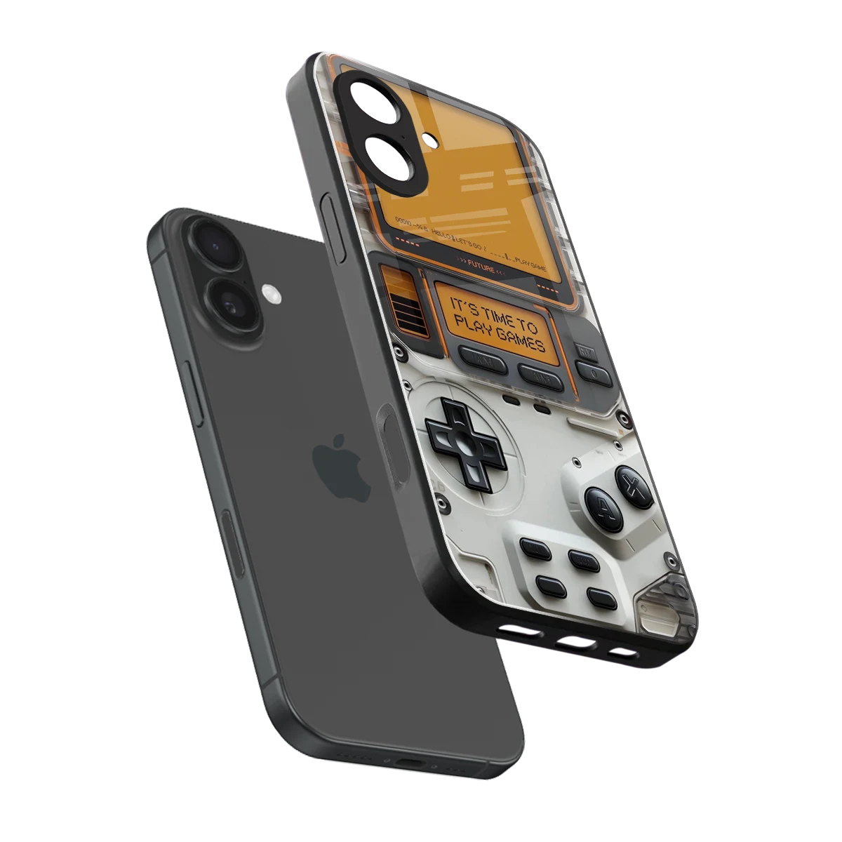 Gameboy Orange sleek iphone 17 cover with tempered glass back and TPU edges