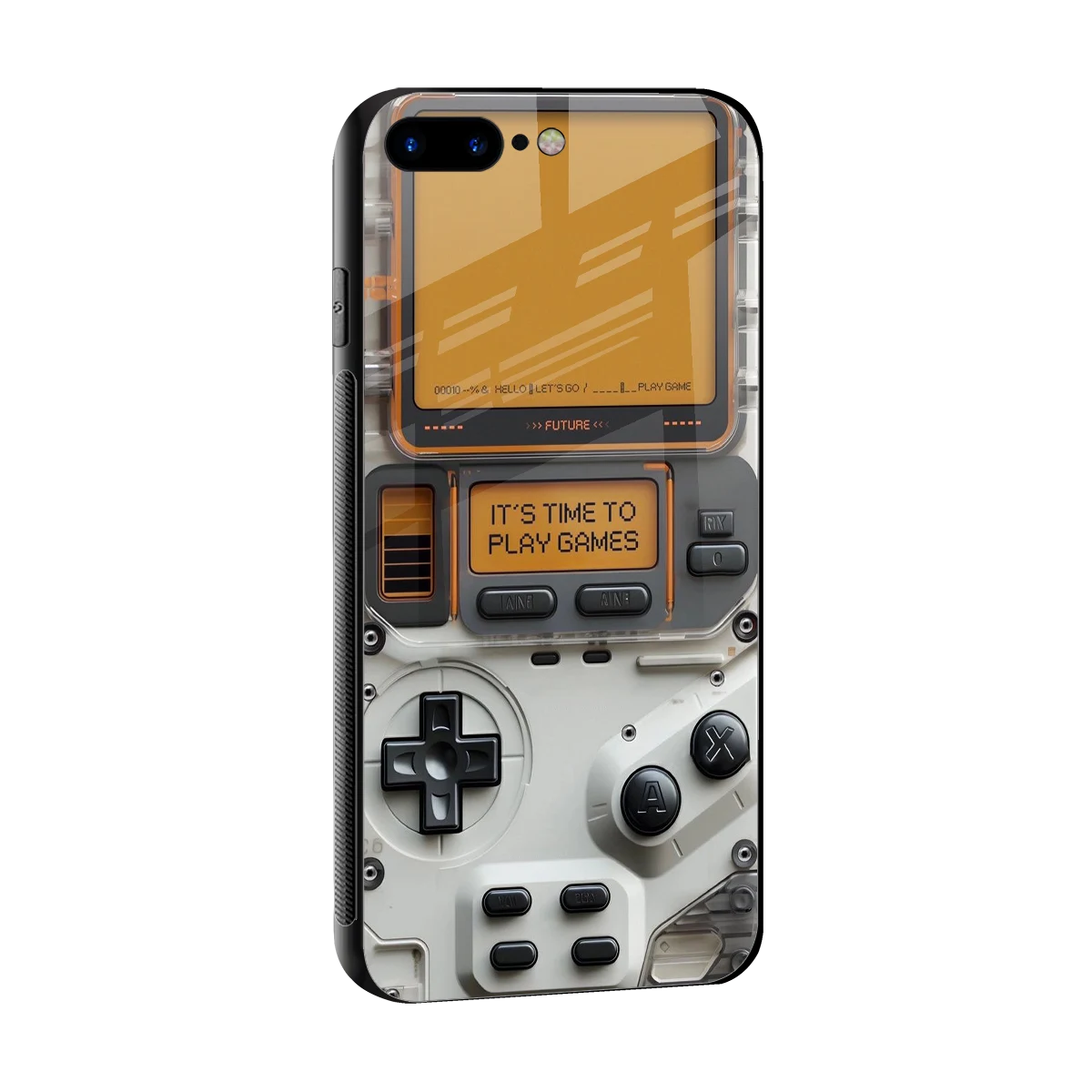 Gameboy Orange sleek iphone 8 plus cover with tempered glass back and TPU edges