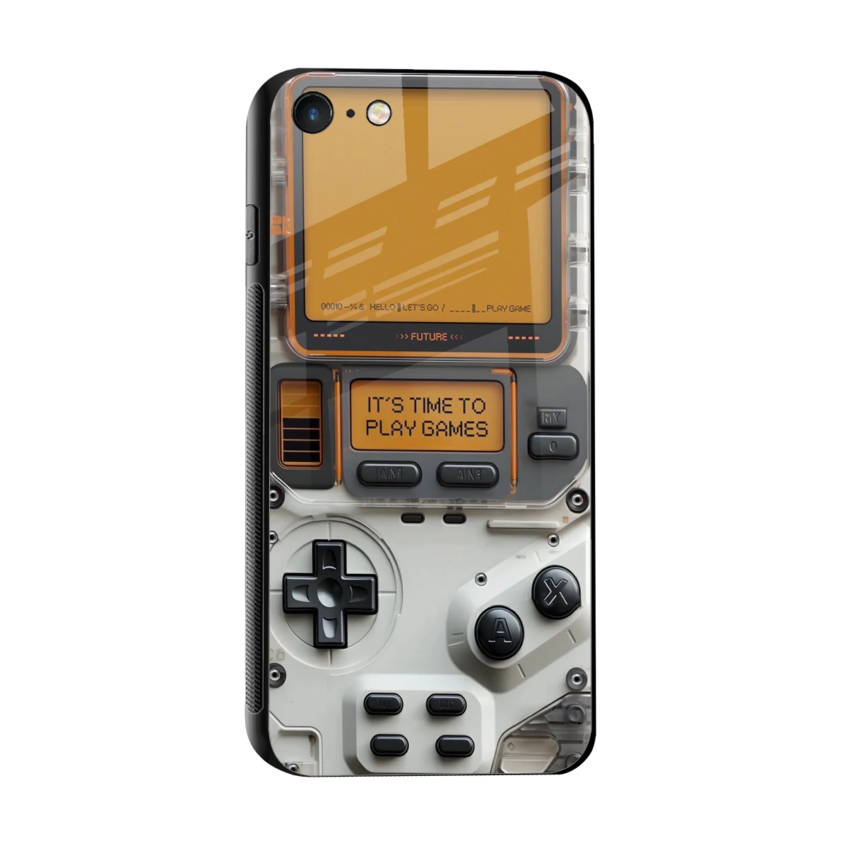 Gameboy Orange sleek iphone 7 cover with tempered glass back and TPU edges