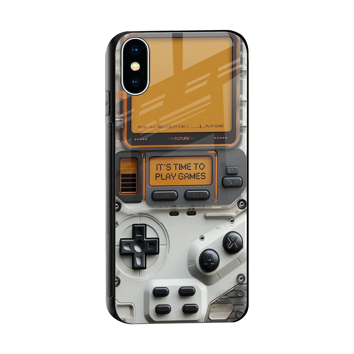 Gameboy Orange sleek iphone x cover with tempered glass back and TPU edges