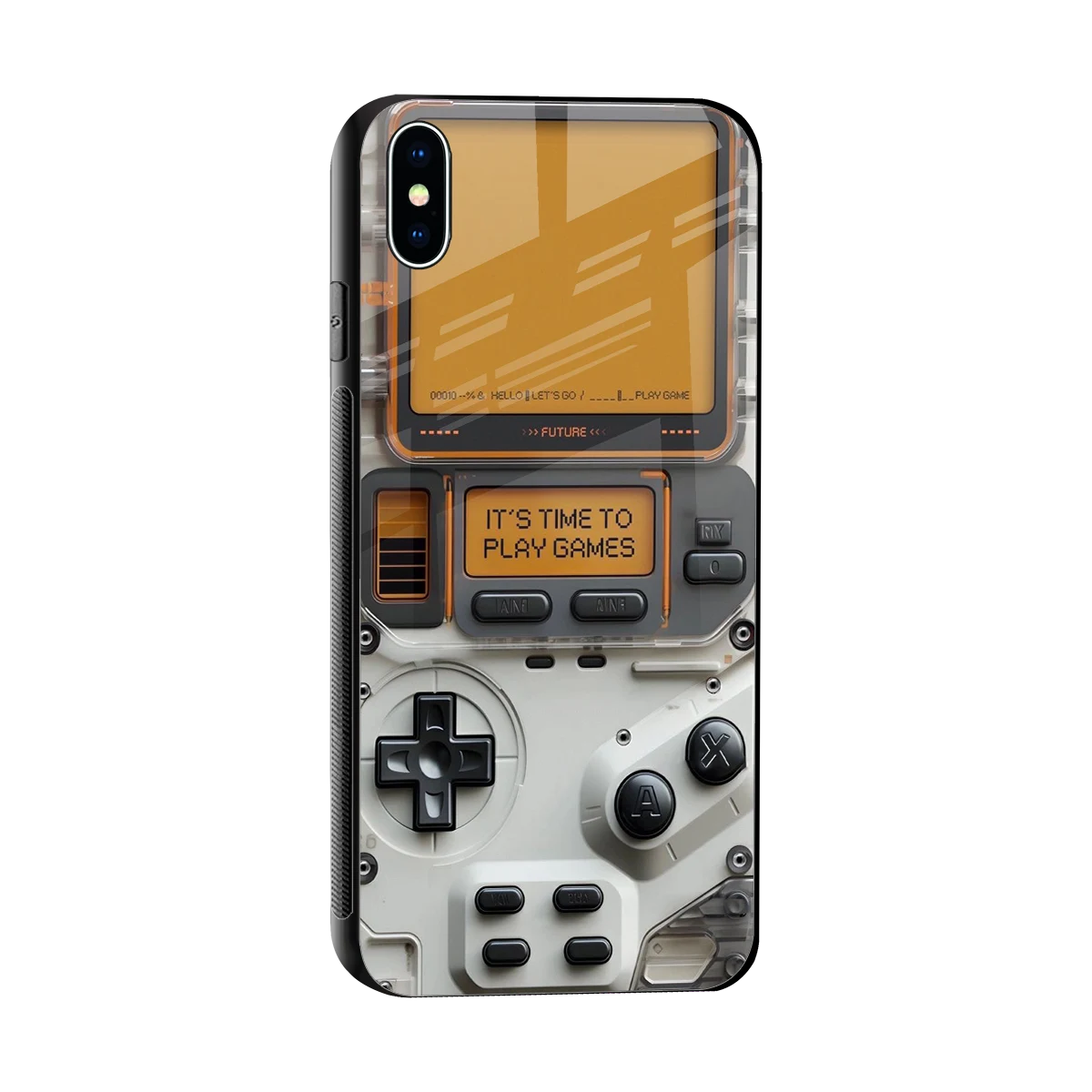 Gameboy Orange sleek iphone xs max cover with tempered glass back and TPU edges