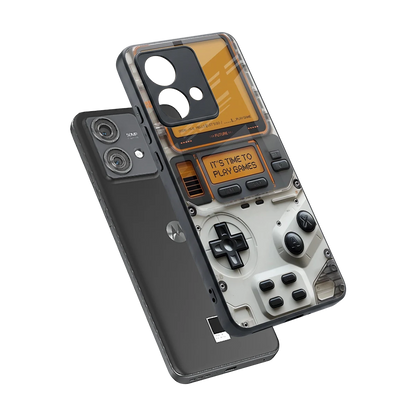 Gameboy Orange sleek motorola edge 40 neo 5g cover with tempered glass back and TPU edges
