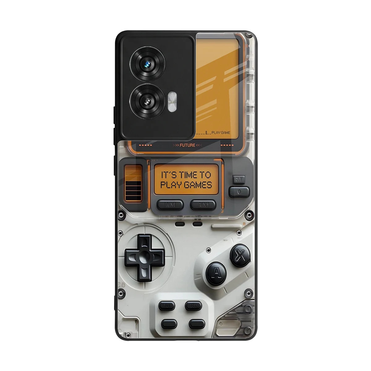 Gameboy Orange back phone cover | glass case for motorola edge 50 fusion