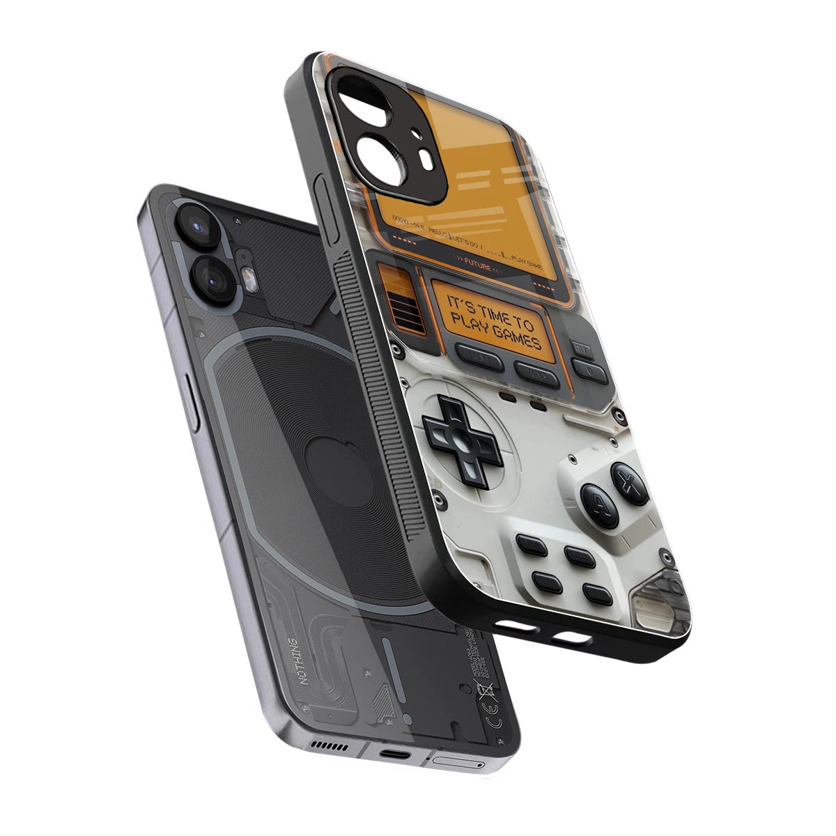 Gameboy Orange sleek nothing phone 2 cover with tempered glass back and TPU edges