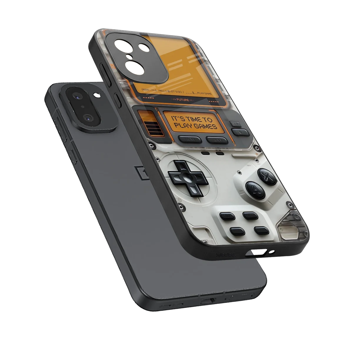Gameboy Orange sleek oneplus 15r cover with tempered glass back and TPU edges