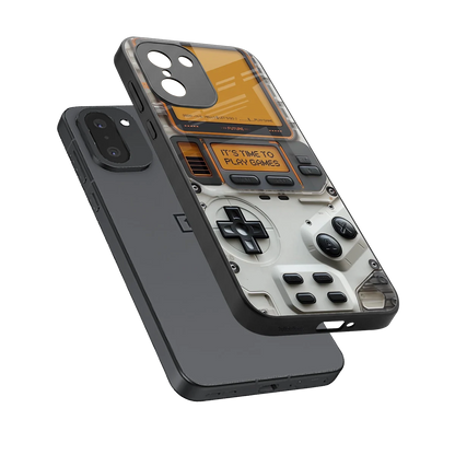 Gameboy Orange sleek oneplus 15r cover with tempered glass back and TPU edges