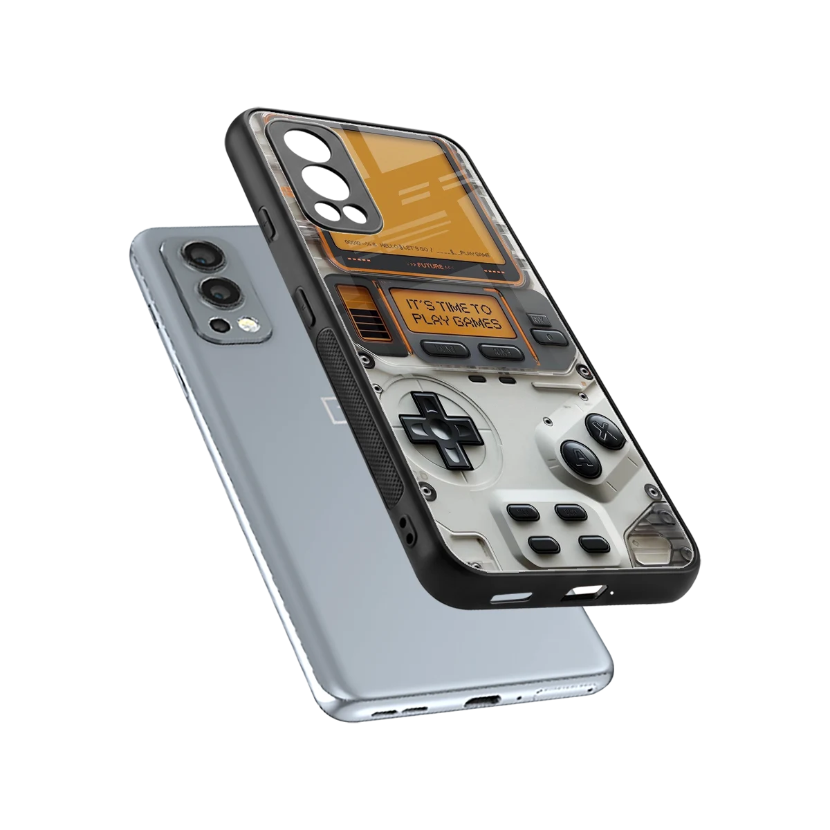 Gameboy Orange sleek oneplus nord 2 cover with tempered glass back and TPU edges