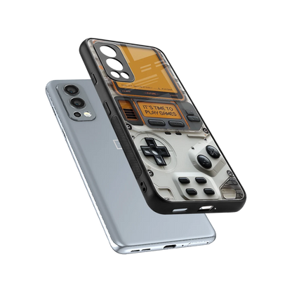 Gameboy Orange sleek oneplus nord 2 cover with tempered glass back and TPU edges