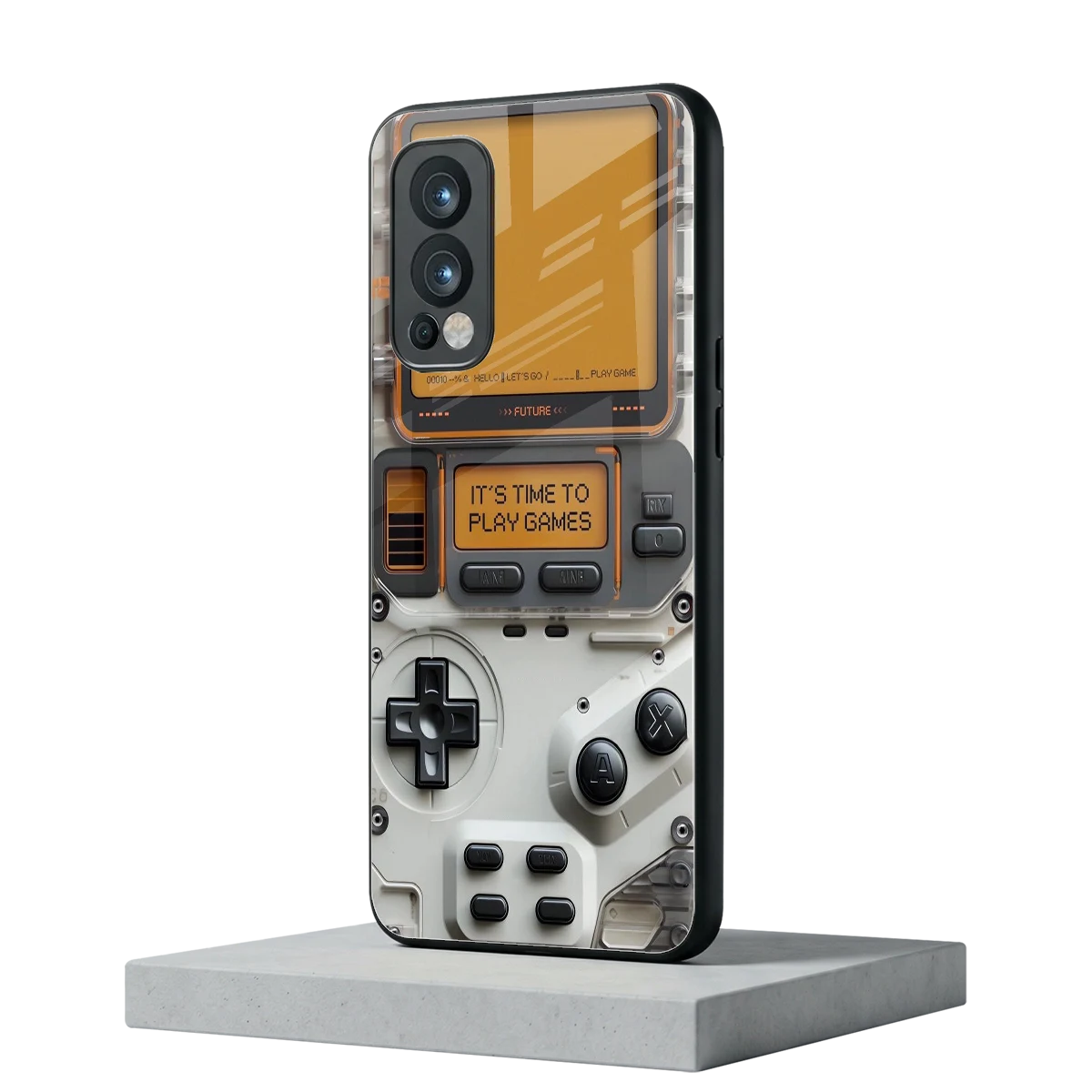 Gameboy Orange oneplus nord 2 mobile cover | shockproof glass phone case