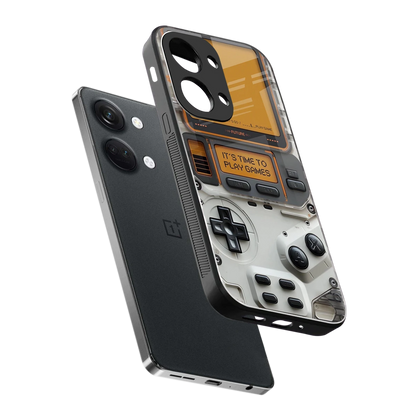 Gameboy Orange sleek oneplus nord 3 cover with tempered glass back and TPU edges