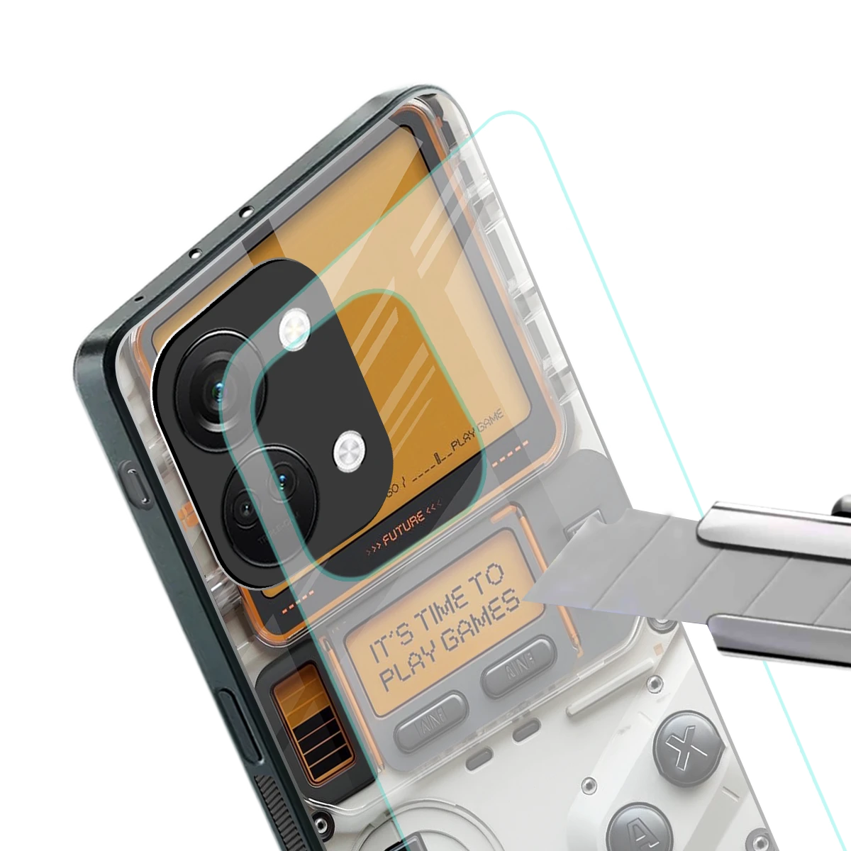 Gameboy Orange stylish phone case for oneplus nord 3 | glossy glass and slim fit