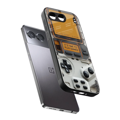 Gameboy Orange sleek oneplus nord 4 cover with tempered glass back and TPU edges