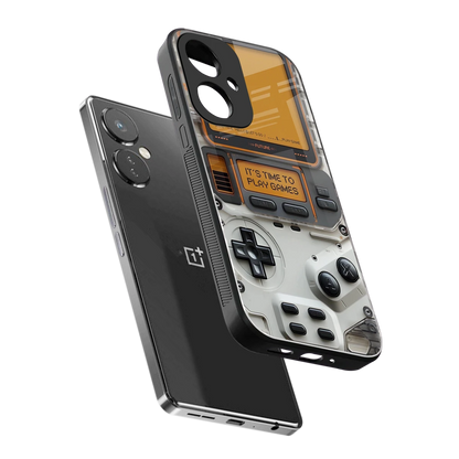 Gameboy Orange sleek oneplus nord ce 3 cover with tempered glass back and TPU edges