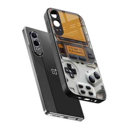 Gameboy Orange sleek oneplus nord ce 4 lite cover with tempered glass back and TPU edges