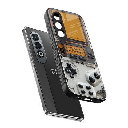 Gameboy Orange sleek oneplus nord ce 4 cover with tempered glass back and TPU edges