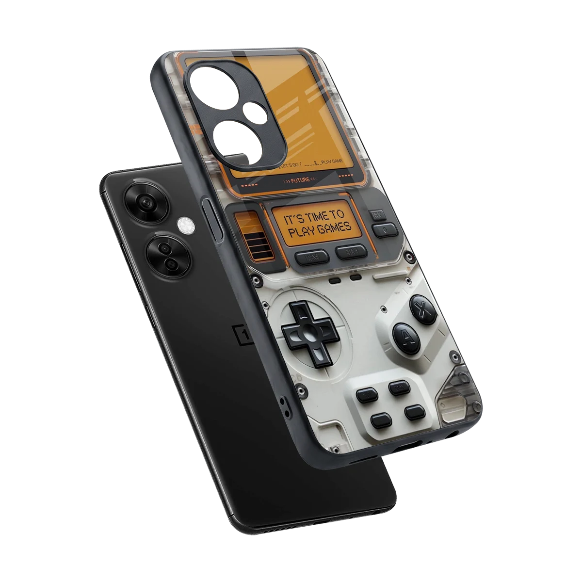 Gameboy Orange sleek oneplus nord ce 3 lite cover with tempered glass back and TPU edges