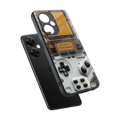 Gameboy Orange sleek oneplus nord ce 3 lite cover with tempered glass back and TPU edges