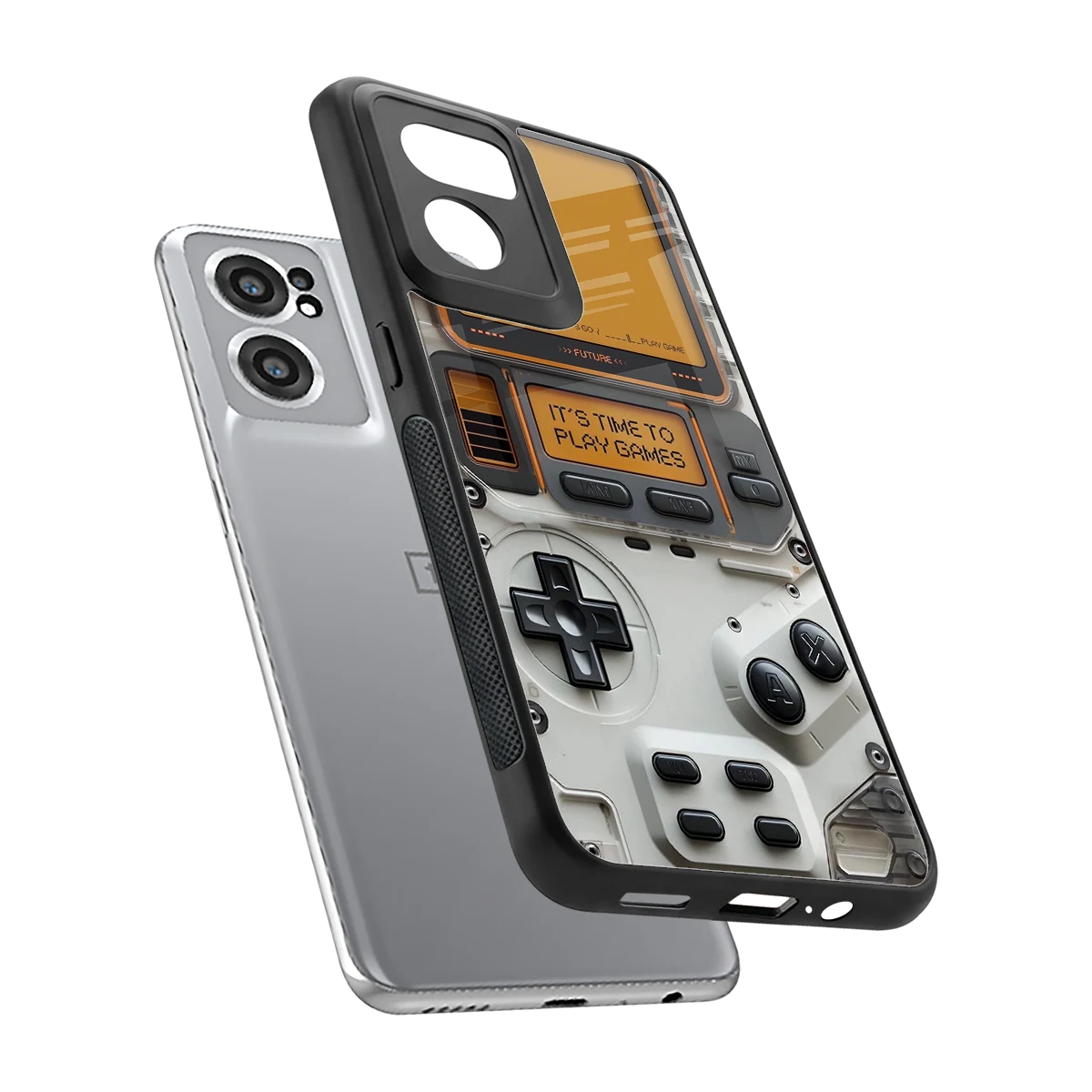 Gameboy Orange sleek oneplus nord ce 2 cover with tempered glass back and TPU edges