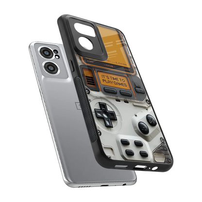 Gameboy Orange sleek oneplus nord ce 2 cover with tempered glass back and TPU edges