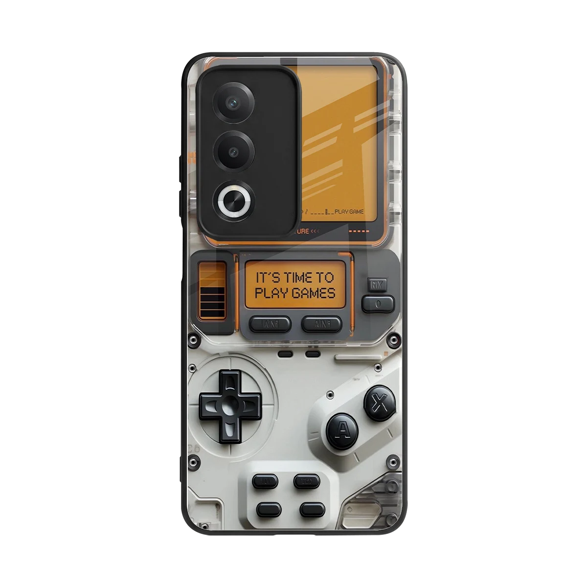 Gameboy Orange back phone cover | glass case for oppo a3 pro