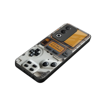 Gameboy Orange stylish phone case for oppo a3 pro | glossy glass and slim fit